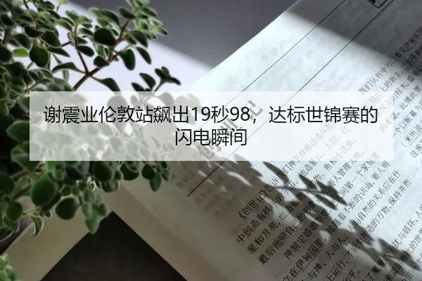 谢震业伦敦站飙出19秒98，达标世锦赛的闪电瞬间